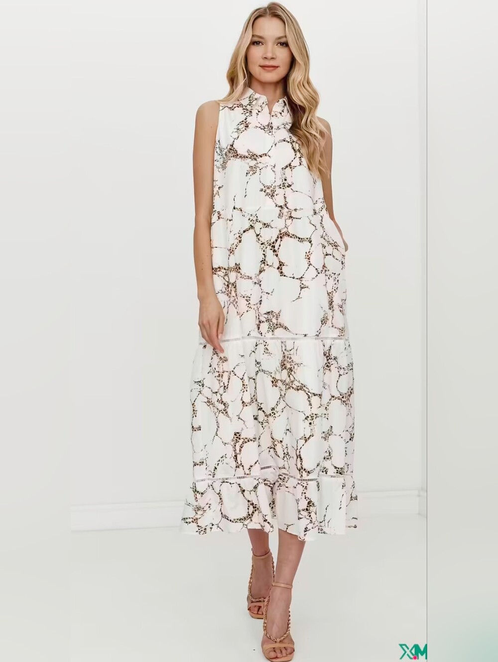 New Marc Cain Silk Blend Sleeveless Shirt Dress Size N5